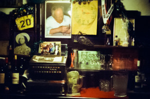 That's a photo of Tom, whose image and memory are everywhere in the bar. 